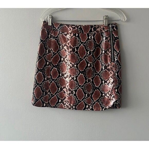 Asos Faux Vegan Leather Brown Animal Snake Print Mini Skirt NWT Small Women - Picture 2 of 12